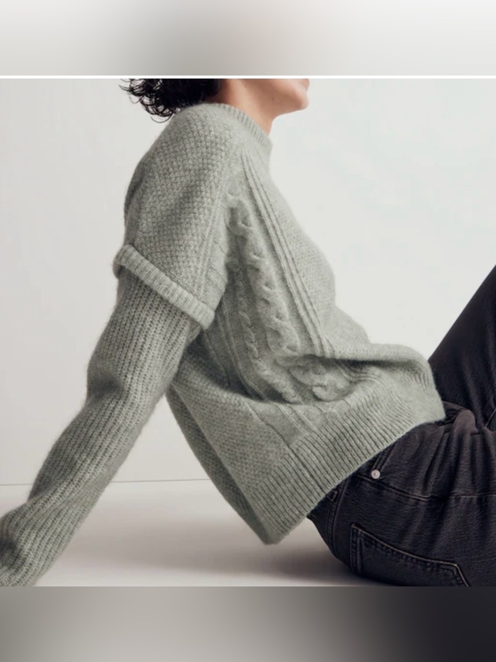 Madewell Cable Havener Pullover
Sweater in Light Green